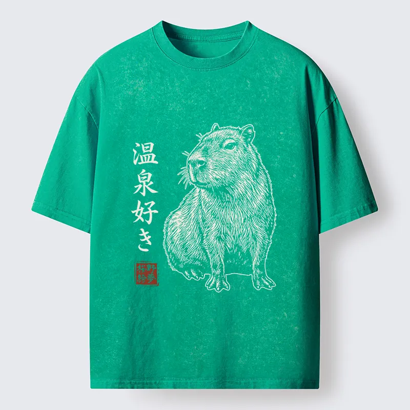 Tokyo-Tiger Hot Spring Enthusiasts Washed T-Shirt