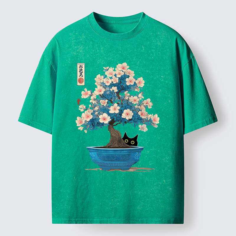 Tokyo-Tiger Japanese Bonsai Art Washed T-Shirt