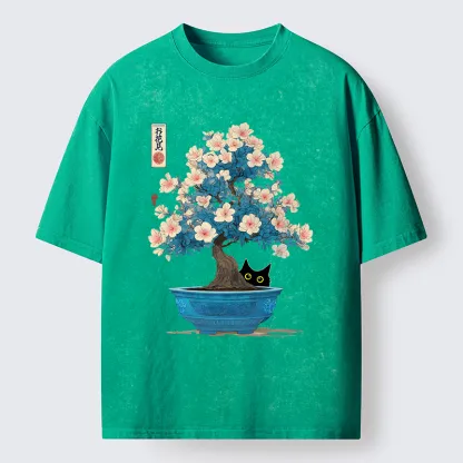 Tokyo-Tiger Japanese Bonsai Art Washed T-Shirt