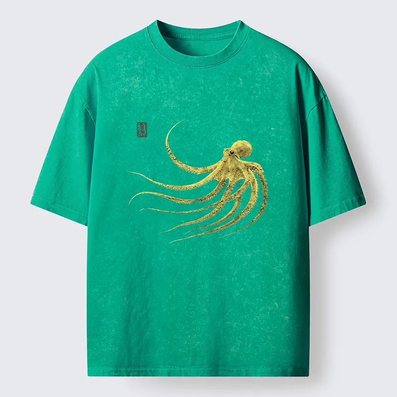 Tokyo-Tiger Retro Octopus Washed T-Shirt