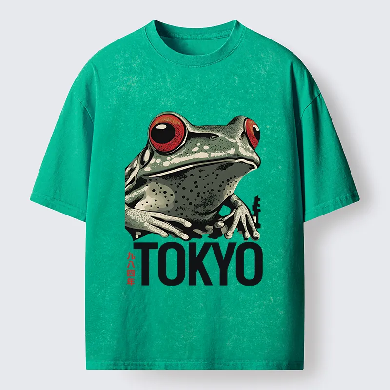Tokyo-Tiger Retro Tokyo Frog Washed T-Shirt