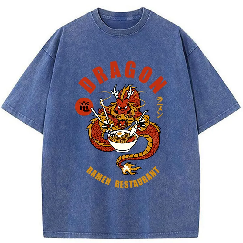 Tokyo-Tiger Ramen Lover Dragon Washed T-Shirt