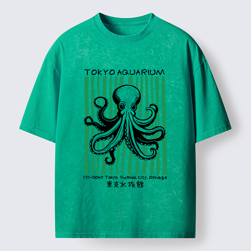 Tokyo-Tiger Cute Tokyo Octopus Washed T-Shirt