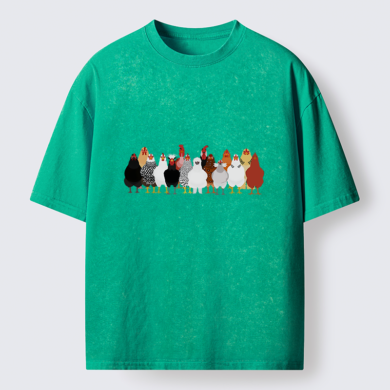 Tokyo-Tiger Funny Chickens Washed T-Shirt