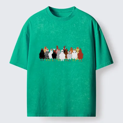 Tokyo-Tiger Funny Chickens Washed T-Shirt