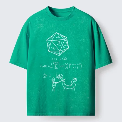 Tokyo-Tiger Twenty-sided Die Funny Washed T-Shirt