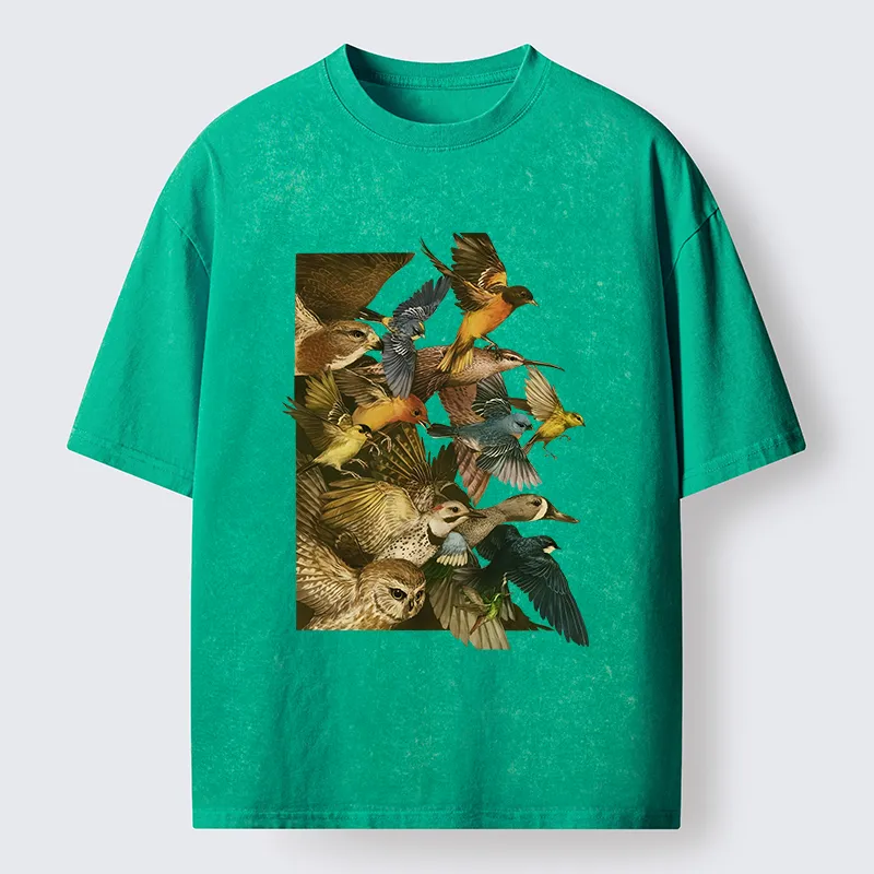 Tokyo-Tiger Flock Of Flying Birds Washed T-Shirt