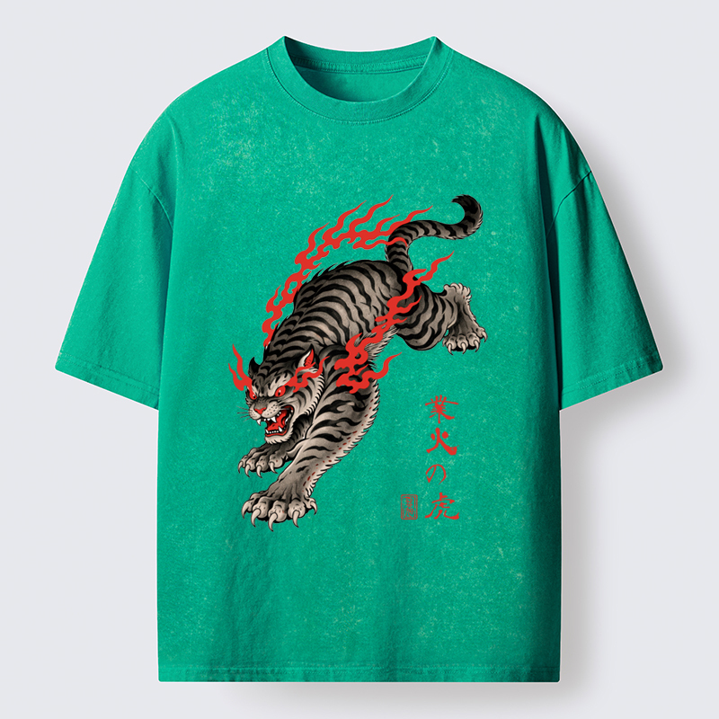 Tokyo-Tiger Blazing Tiger Washed T-Shirt