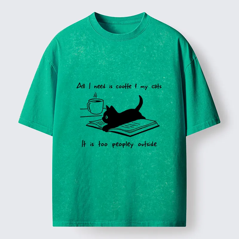 Tokyo-Tiger I Need Is Coffee And My Cat Washed T-Shirt