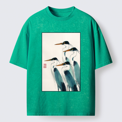 Tokyo-Tiger Standing Herons Washed T-Shirt