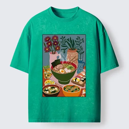 Tokyo-Tiger Delicious Japanese Food Washed T-Shirt