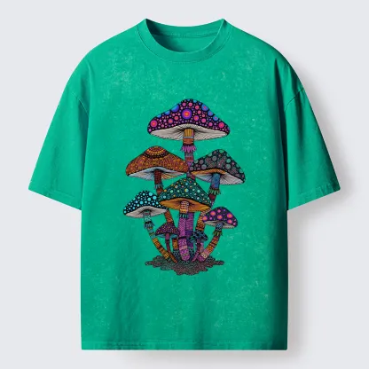 Tokyo-Tiger Beautiful Poisonous Mushrooms Washed T-Shirt