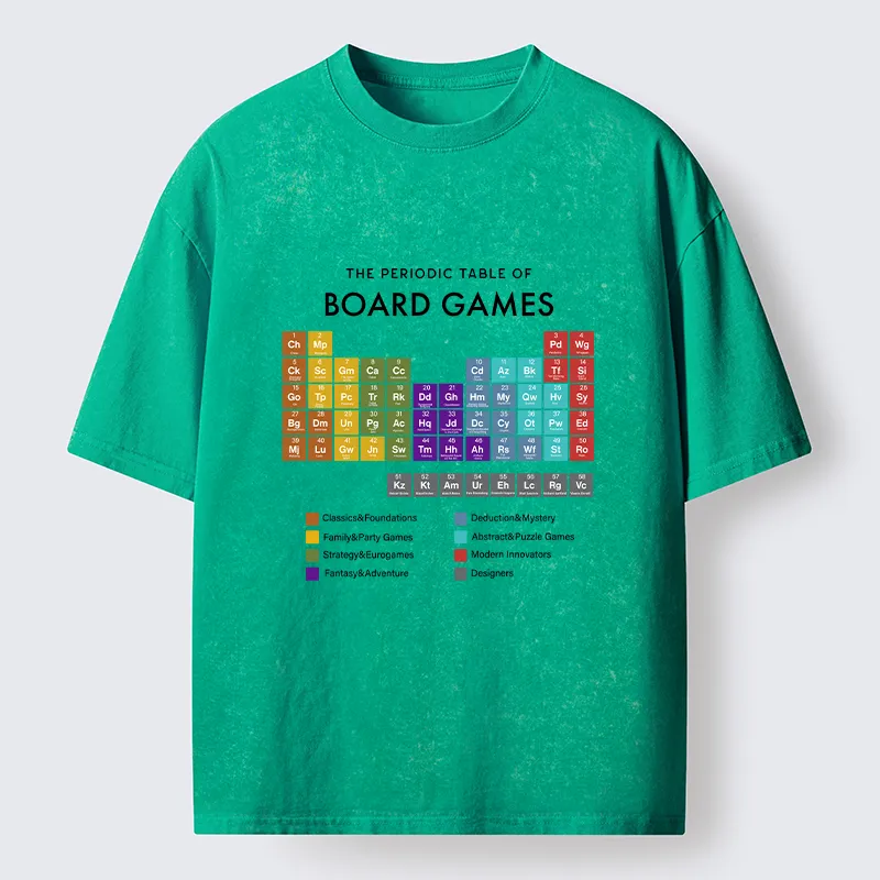Tokyo-Tiger Periodic Table Of Elements In Board Games Washed T-Shirt