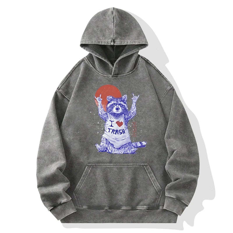 Tokyo-Tiger I love Trash Washed Hoodie