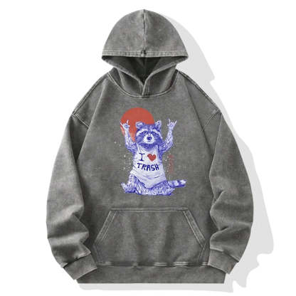 Tokyo-Tiger I love Trash Washed Hoodie