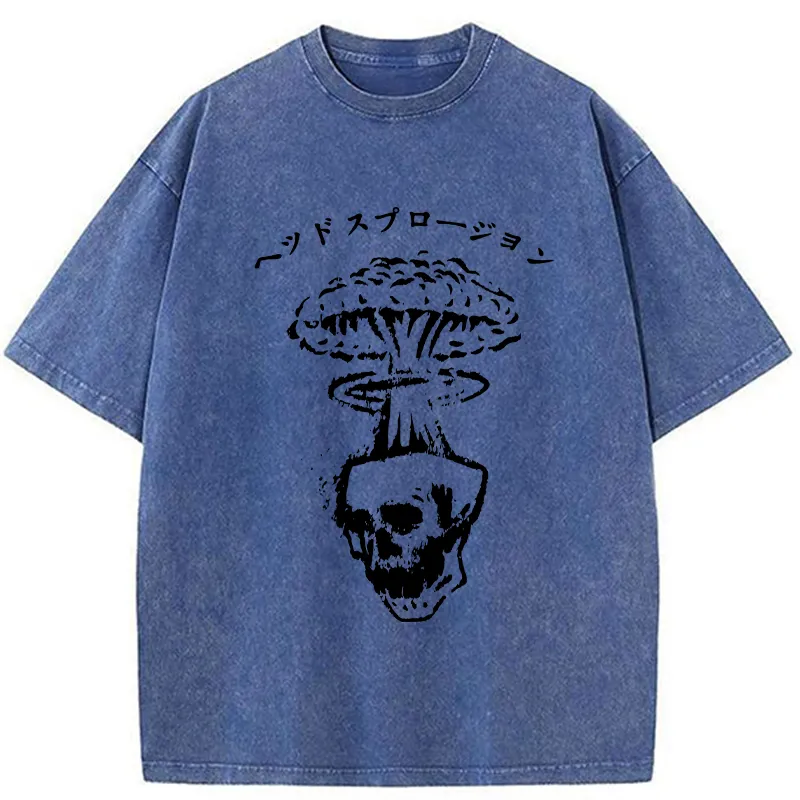 Tokyo-Tiger Head Explosion Washed T-Shirt