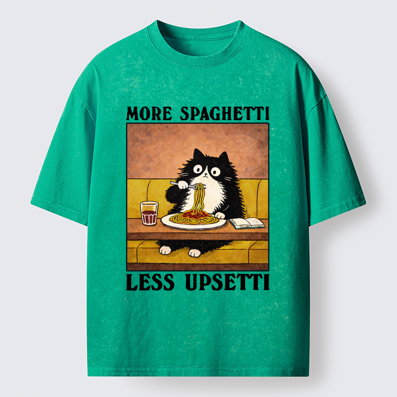 Tokyo-Tiger Unavailable Cat: More Spaghetti Less Upsetti Washed T-Shirt
