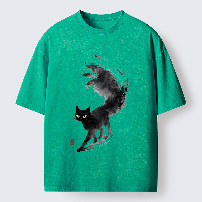 Tokyo-Tiger Cat In Motion Washed T-Shirt