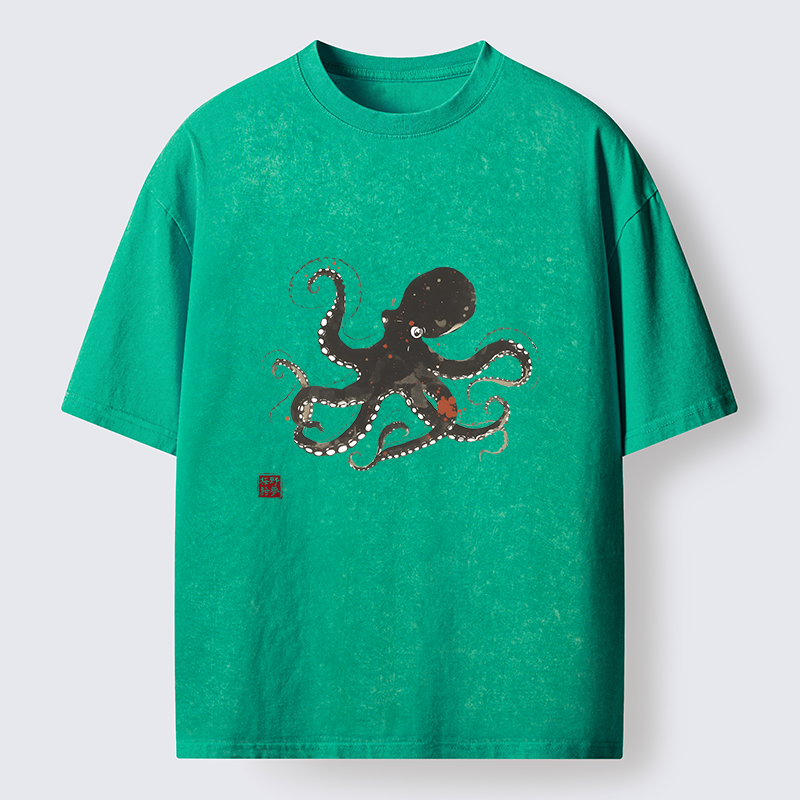 Tokyo-Tiger Traditional Octopus Washed T-Shirt