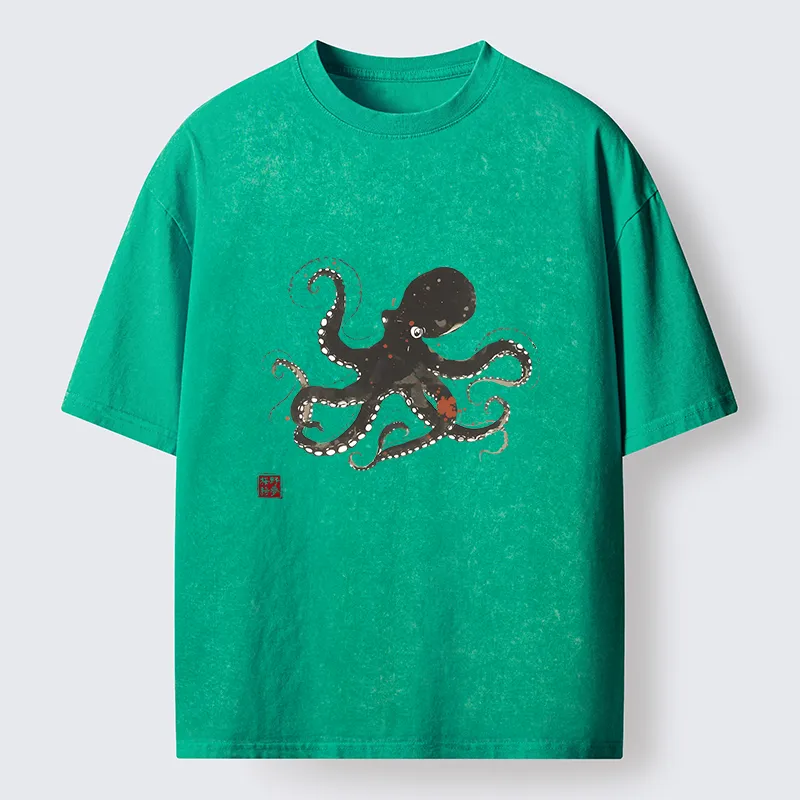 Tokyo-Tiger Traditional Octopus Washed T-Shirt