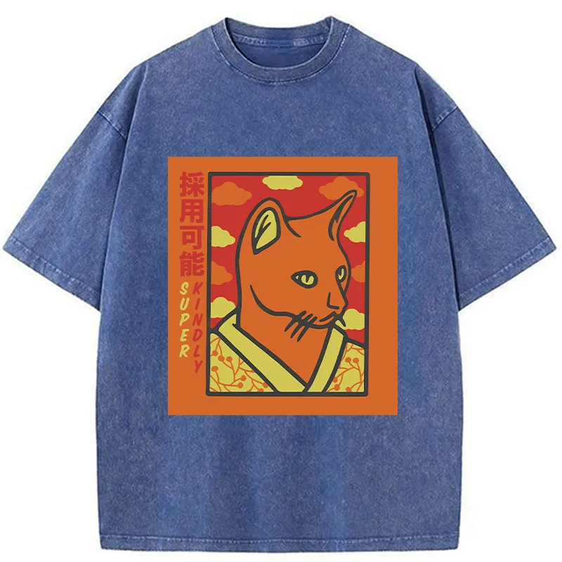 Tokyo-Tiger Super Kindly Cat Washed T-Shirt