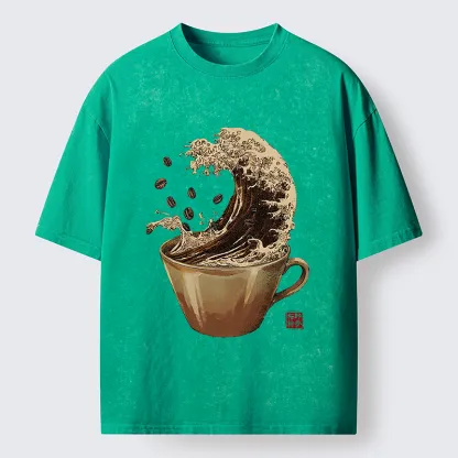 Tokyo-Tiger Delicious Coffee Wave Washed T-Shirt