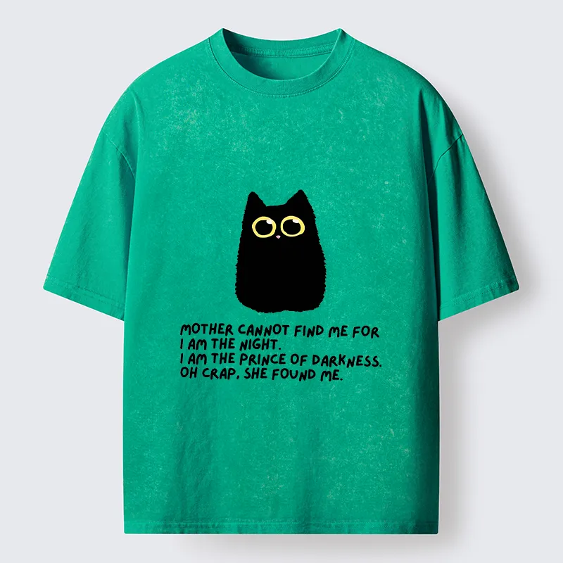 Tokyo-Tiger Playing Hide-and-seek With A Black Cat Washed T-Shirt