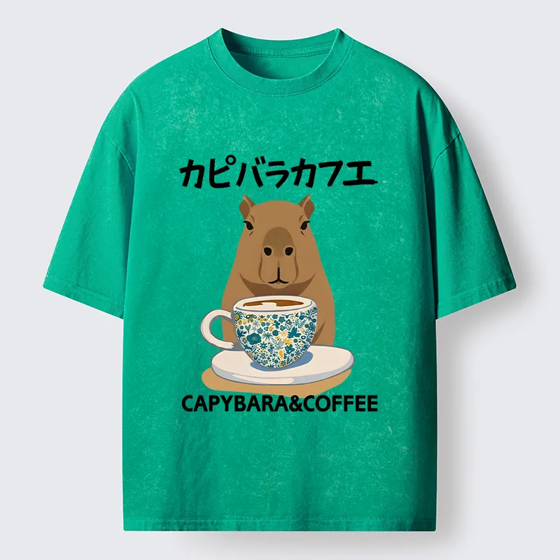 Tokyo-Tiger Drink Delicious Coffee Washed T-Shirt
