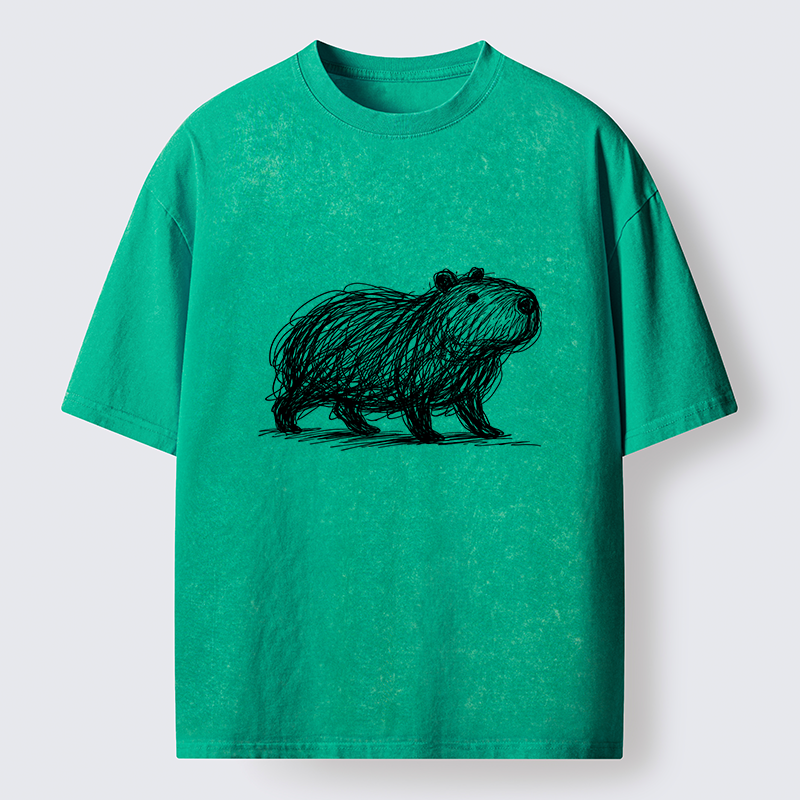 Tokyo-Tiger Minimalist Capybara Washed T-Shirt