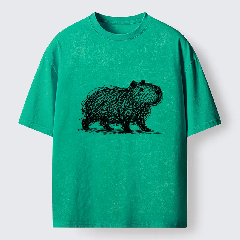 Tokyo-Tiger Minimalist Capybara Washed T-Shirt