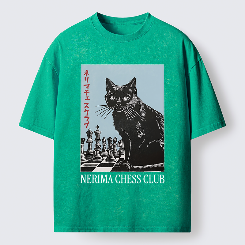 Tokyo-Tiger Chess And Cat Washed T-Shirt