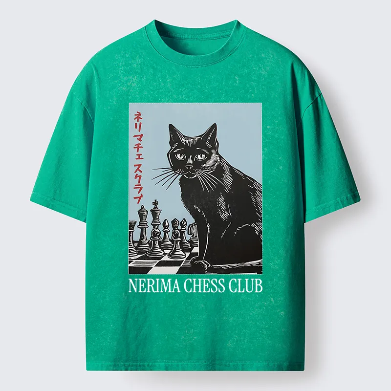 Tokyo-Tiger Chess And Cat Washed T-Shirt