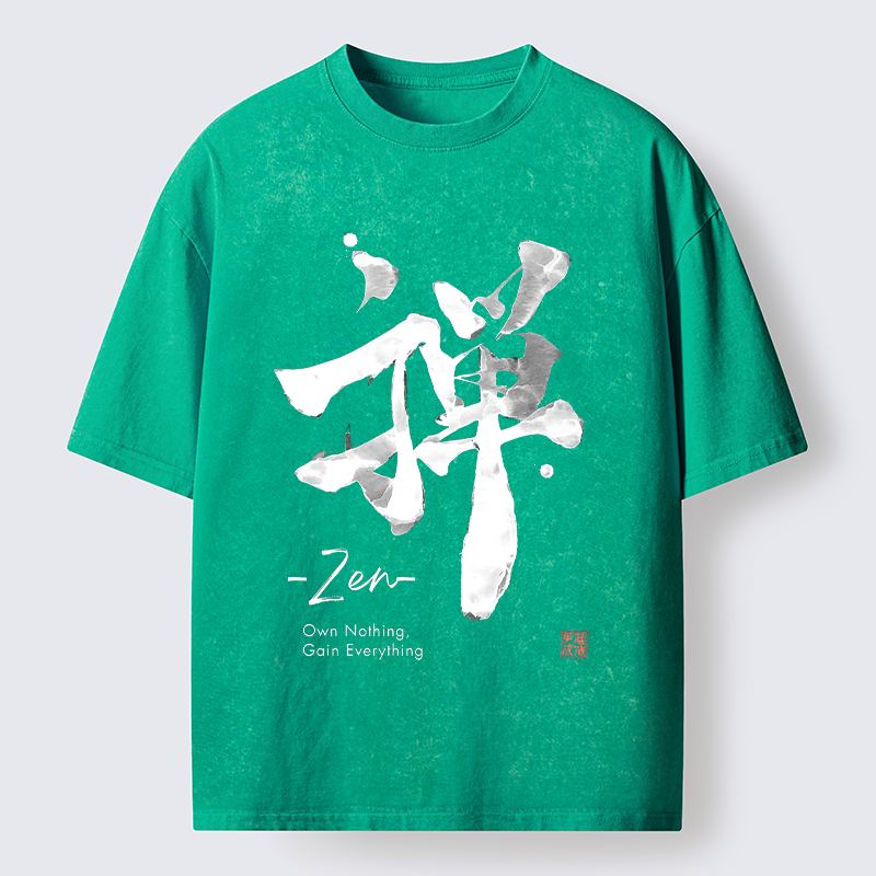 Tokyo-Tiger Zen Texts Washed T-Shirt
