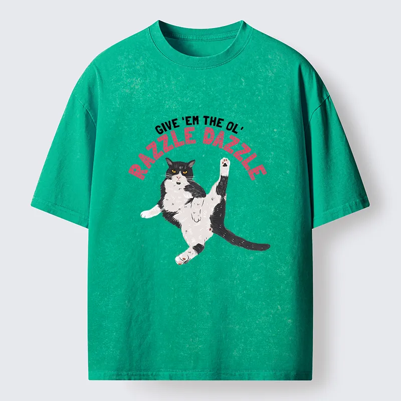 Tokyo-Tiger Cute Tuxedo Cat Washed T-Shirt