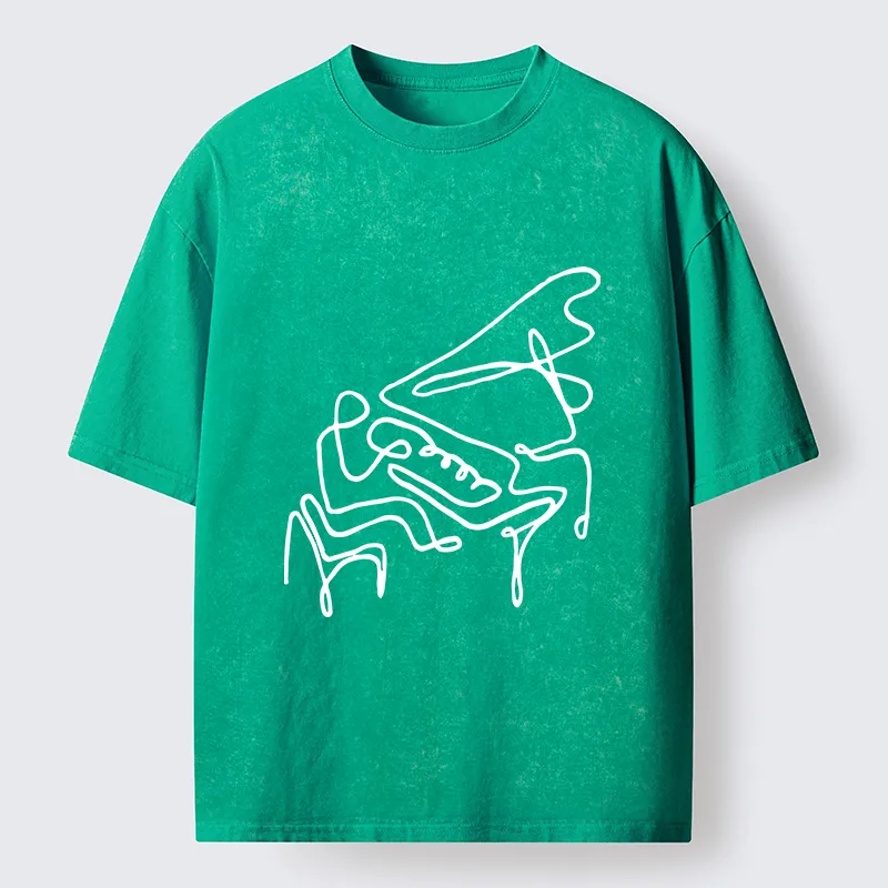 Tokyo-Tiger Minimalist Piano Washed T-Shirt