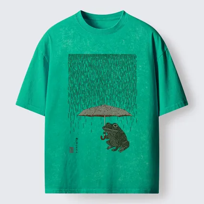 Tokyo-Tiger Frog In The Rain Washed T-Shirt