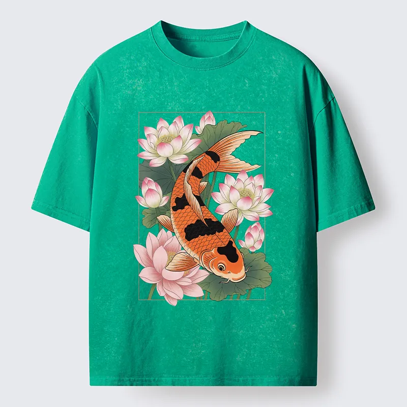 Tokyo-Tiger Japanese Traditional Koi Washed T-Shirt