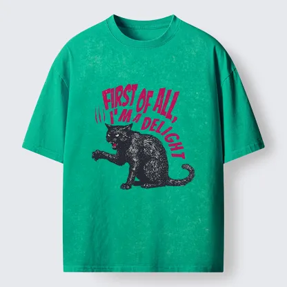 Tokyo-Tiger Fierce Black Cat Washed T-Shirt