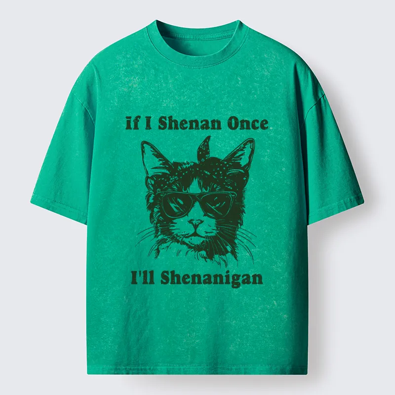 Tokyo-Tiger St. Patrick's Elegant Cat Washed T-Shirt