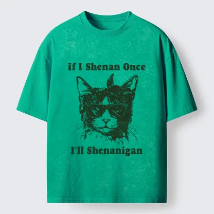 Tokyo-Tiger St. Patrick's Elegant Cat Washed T-Shirt