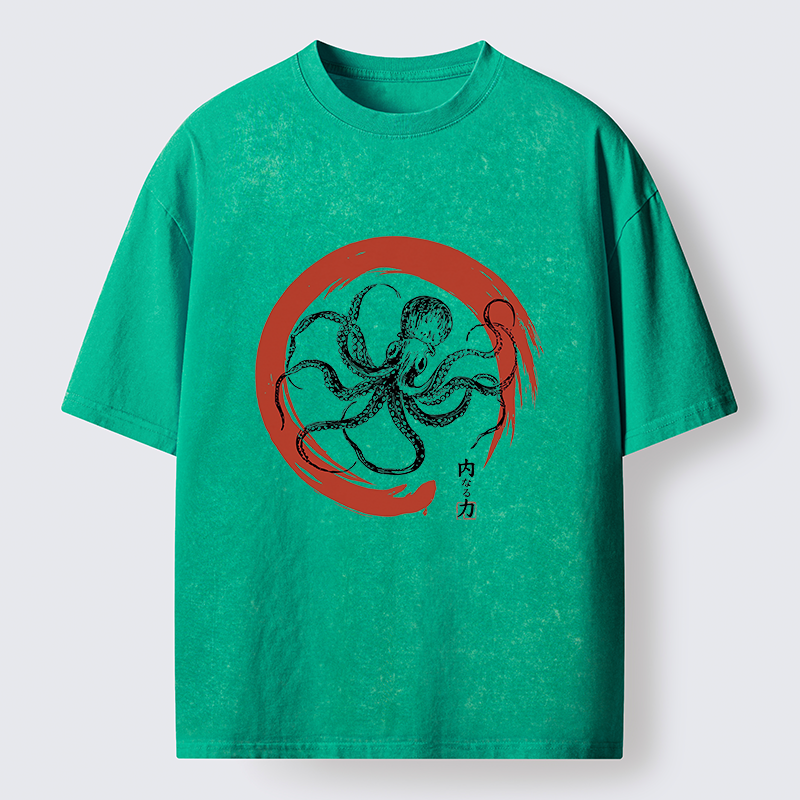Tokyo-Tiger Zen Octopus Washed T-Shirt