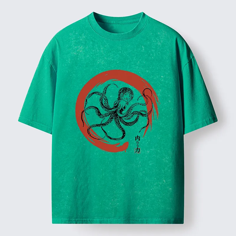 Tokyo-Tiger Zen Octopus Washed T-Shirt