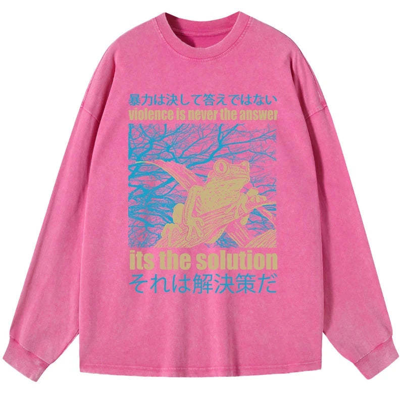 Tokyo-Tiger Violence Is Never The Answer Its The Solution Washed Long Sleeve T-Shirt