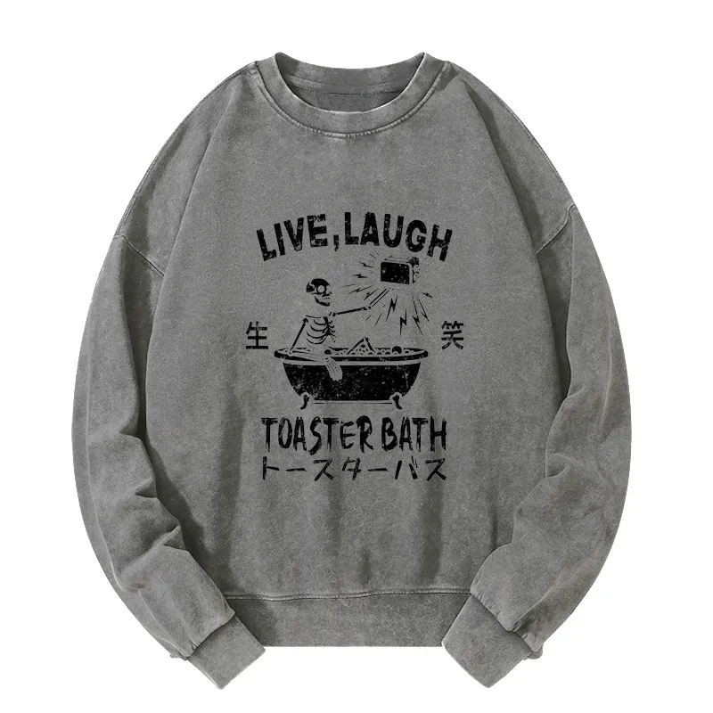 Tokyo-Tiger Funny Electric Shock Skeleton Washed Sweatshirt