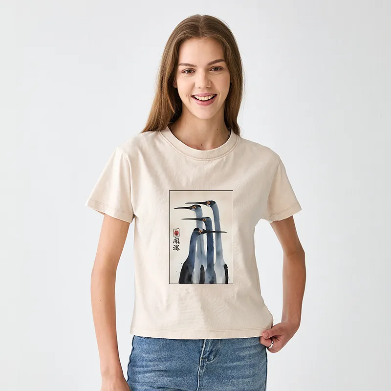 Tokyo-Tiger Retro Sandhill Crane Women's Washed T-shirt