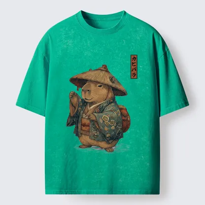Tokyo-Tiger Traveling Capybara Washed T-Shirt