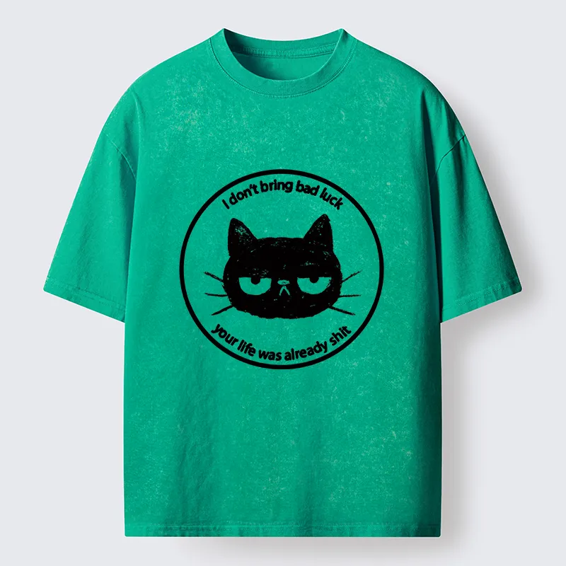 Tokyo-Tiger Black Cat Won't Bring Bad Luck Washed T-Shirt