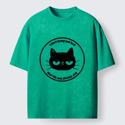 Tokyo-Tiger Black Cat Won't Bring Bad Luck Washed T-Shirt