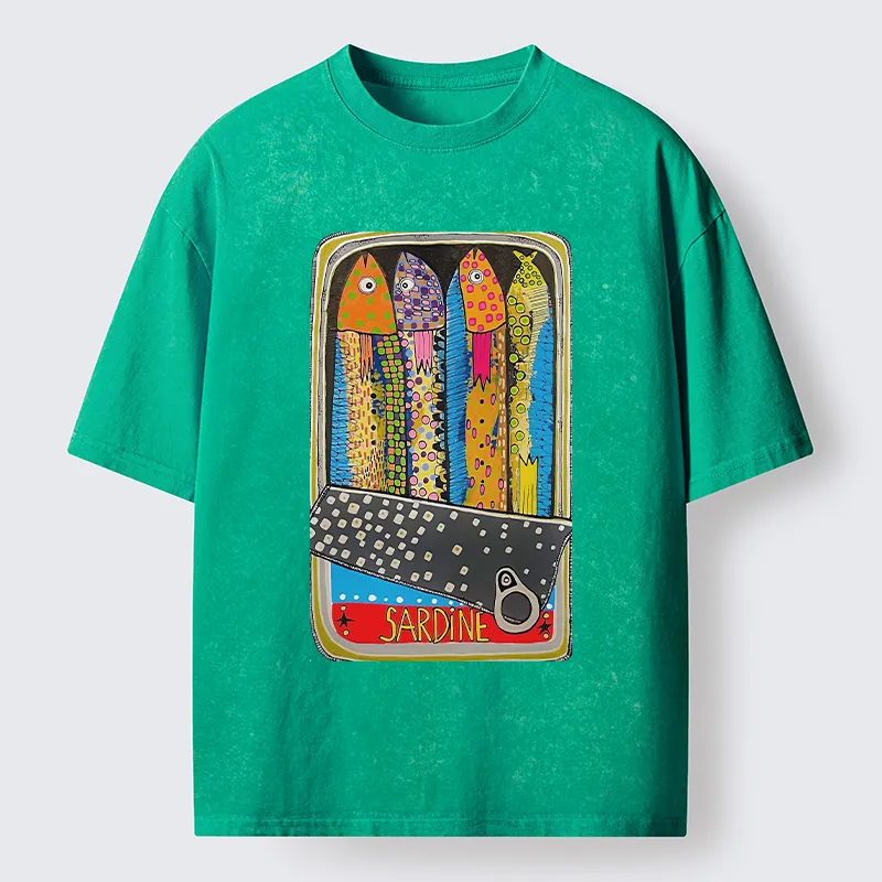 Tokyo-Tiger Colorful Sardines Washed T-Shirt