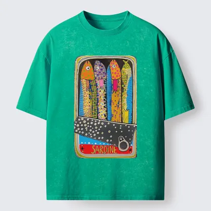 Tokyo-Tiger Colorful Sardines Washed T-Shirt